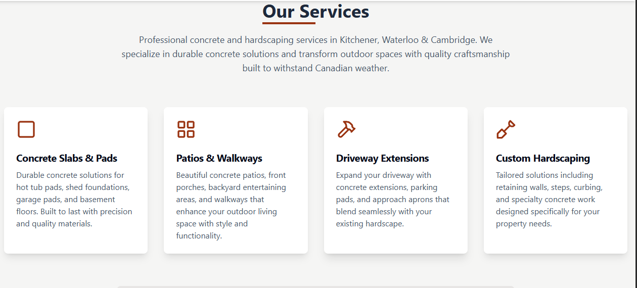 NS Concrete Co. Website screenshot 2