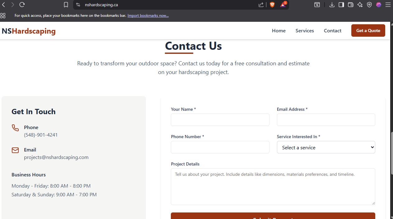NS Concrete Co. Website screenshot 3